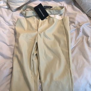 Tan leather pants w cut outs on hips